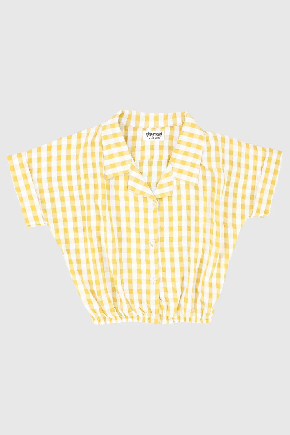 yellow checkered short-sleeved shirt - playmore