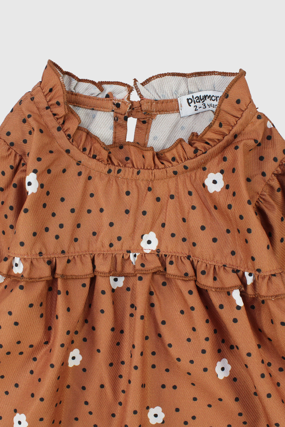 camel floral long-sleeved blouse