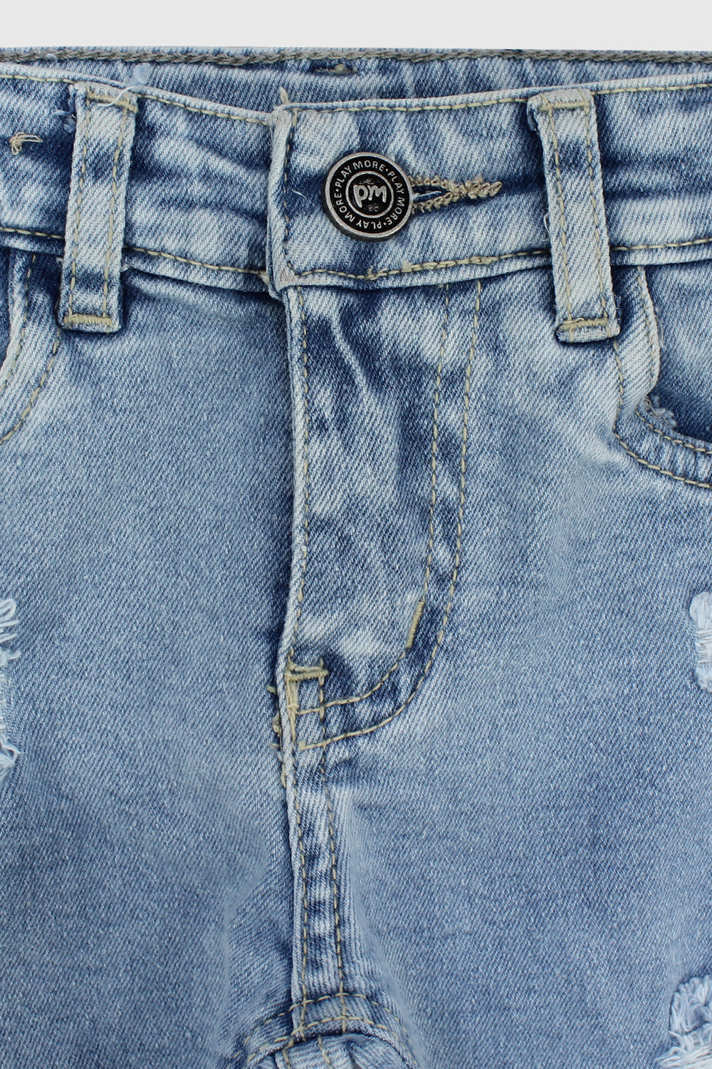 ripped light blue jean shorts