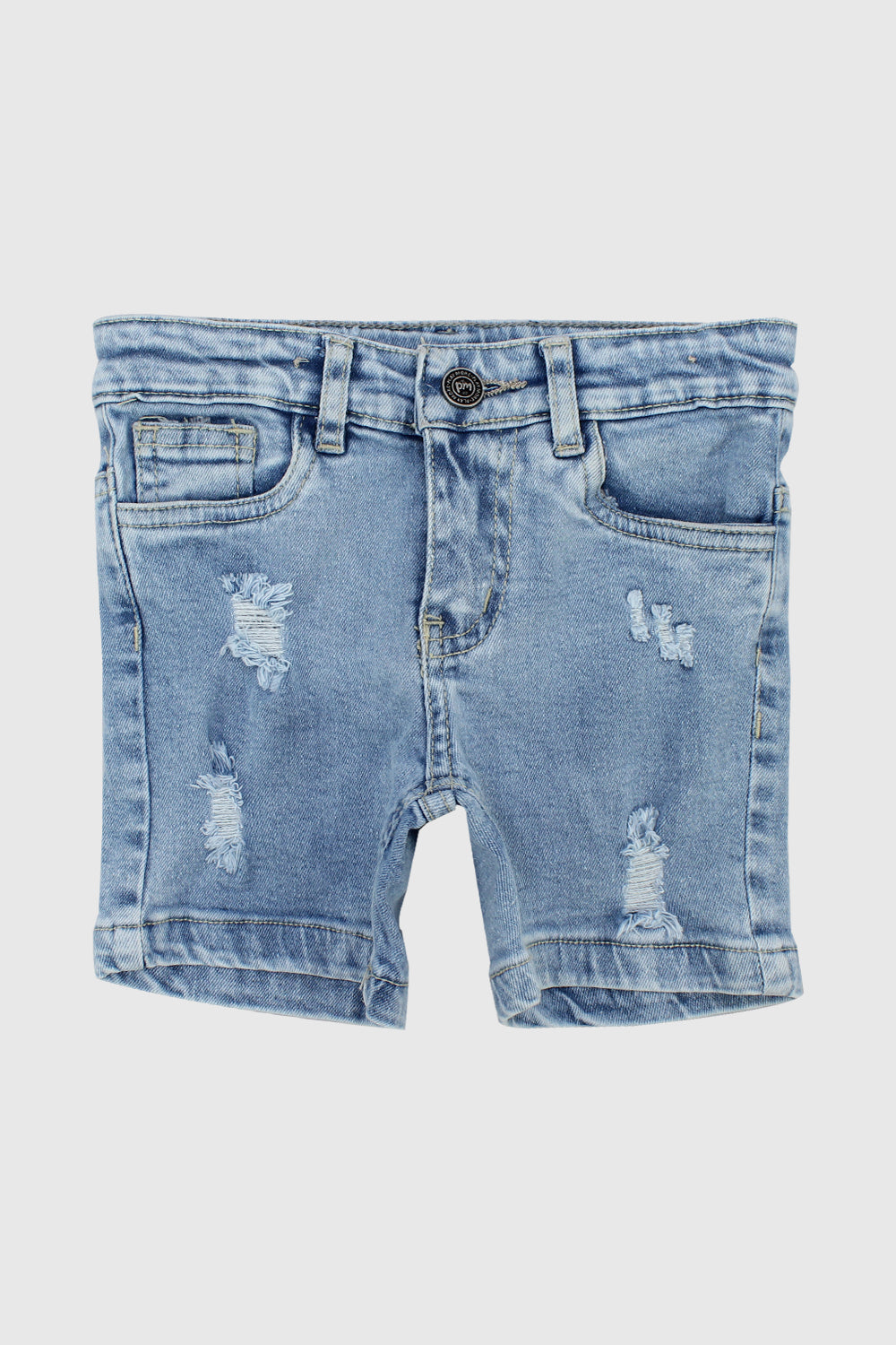 ripped light blue jean shorts
