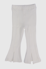 white flared leggings