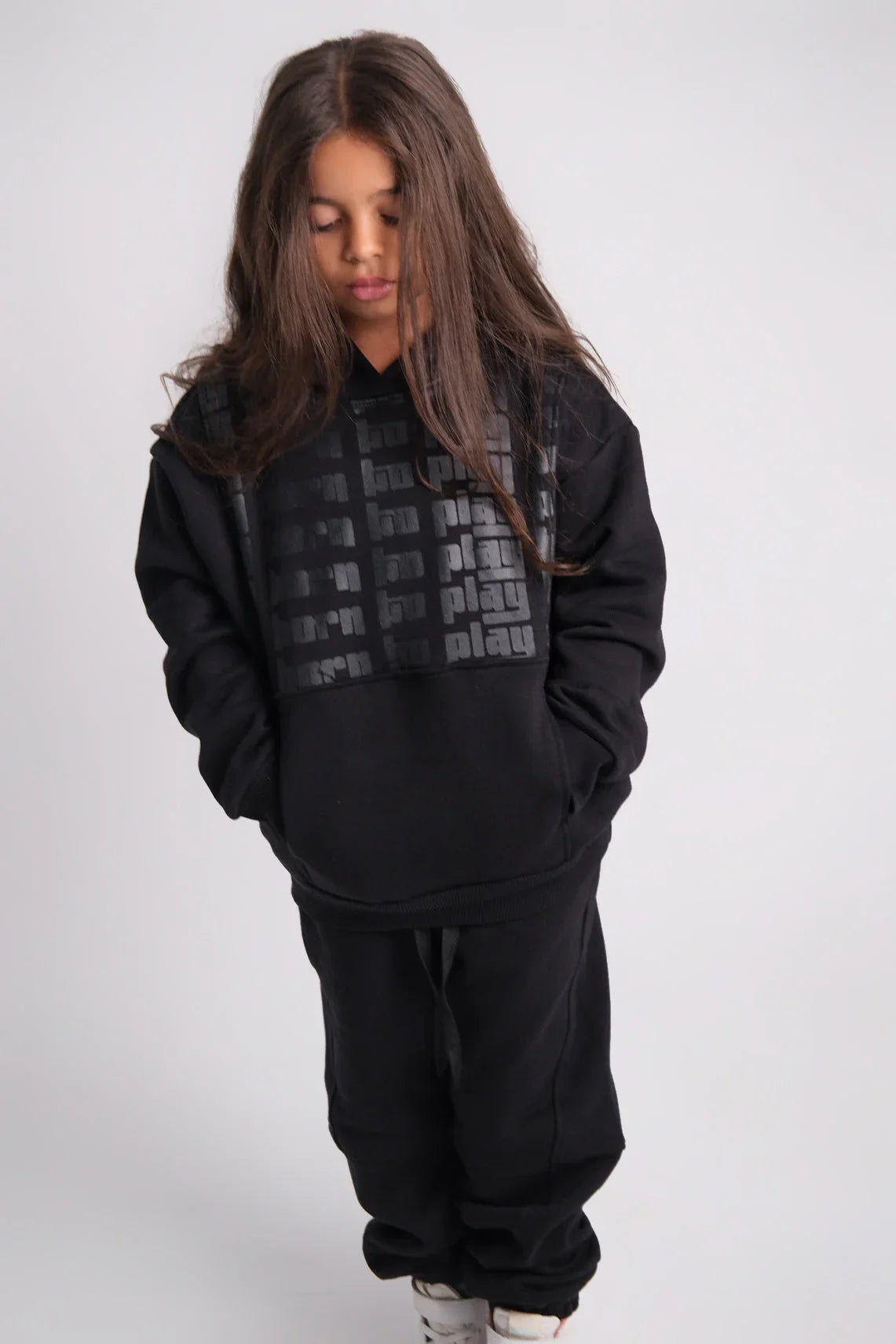 unisex "born to play" black long-sleeved hoodie - playmore