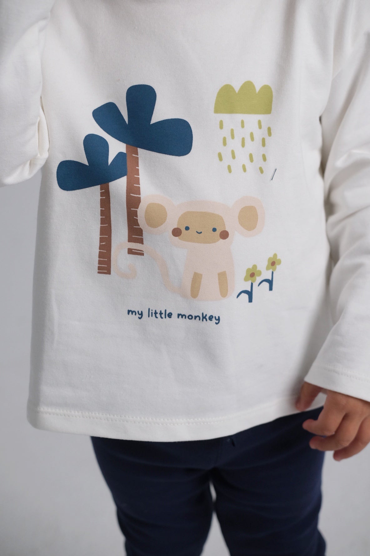 unisex little monkey printed long-sleeved t-shirt