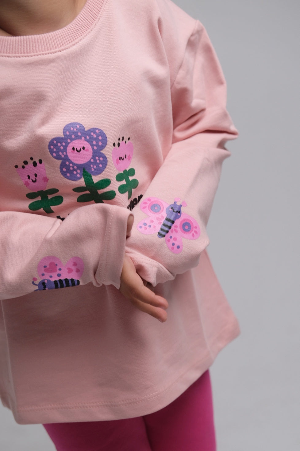 pink happy garden long-sleeved t-shirt