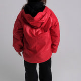 unisex red fur lined raincoat