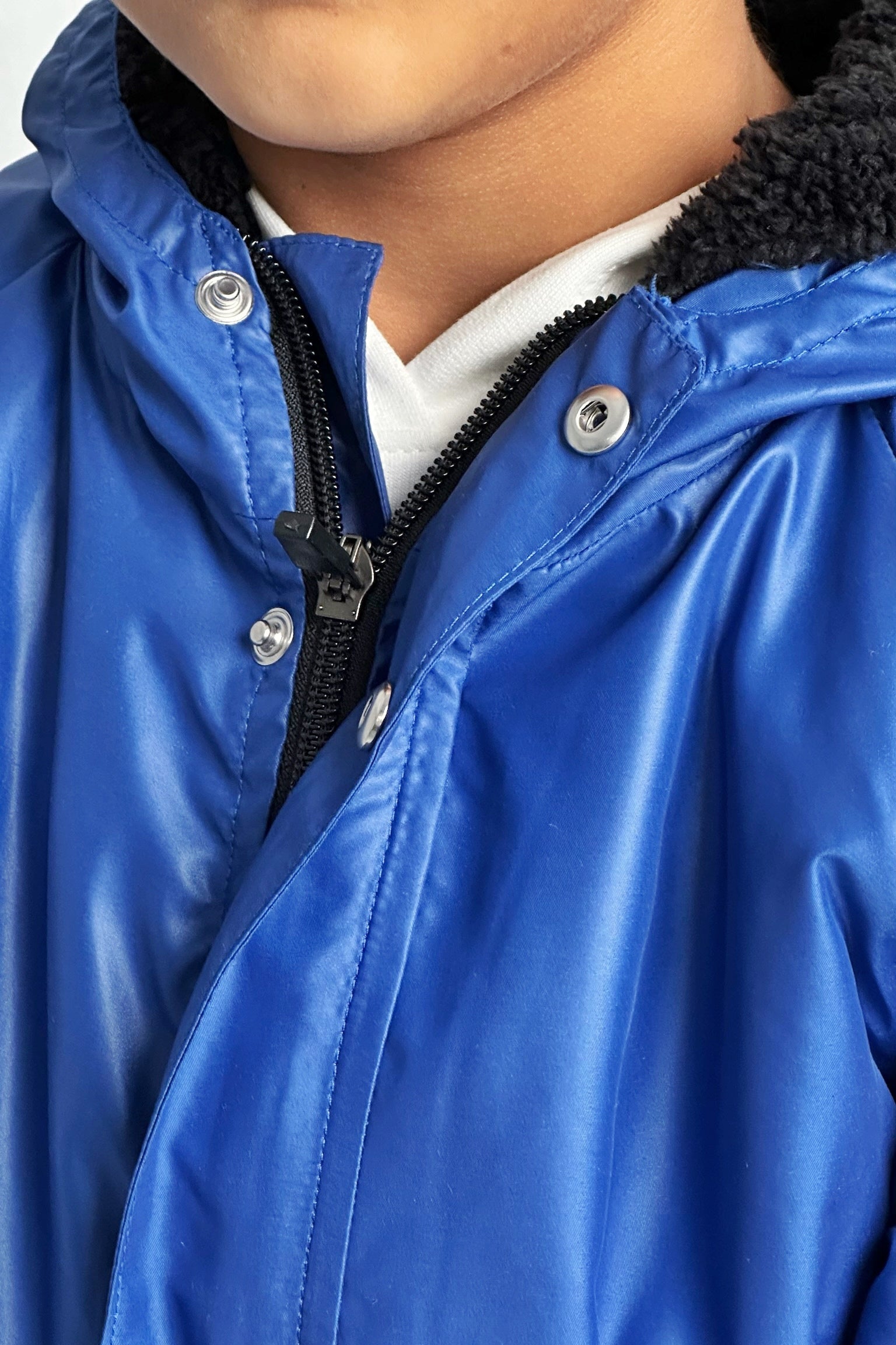 unisex blue fur lined raincoat