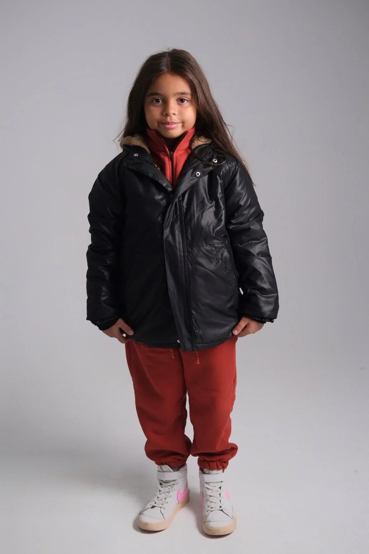 unisex black fur lined raincoat - playmore