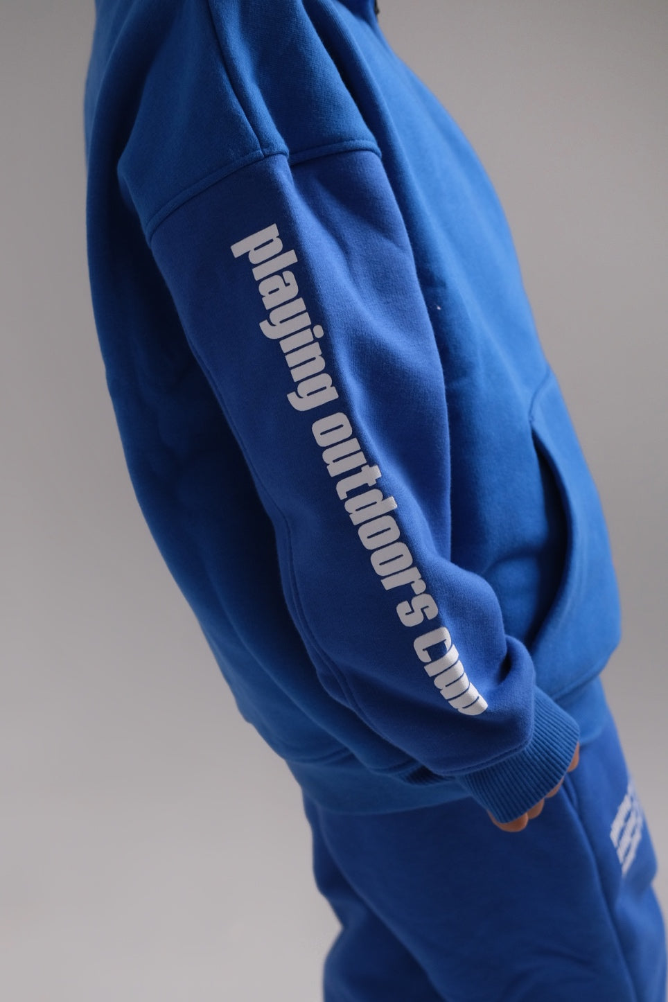 unisex blue "playing outdoors club" long-sleeved sweatshirt