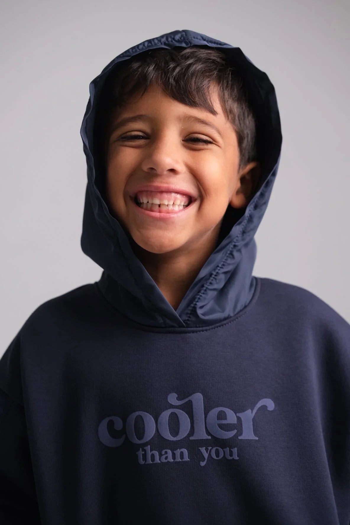 unisex navy "cooler than you" long-sleeved hoodie - playmore