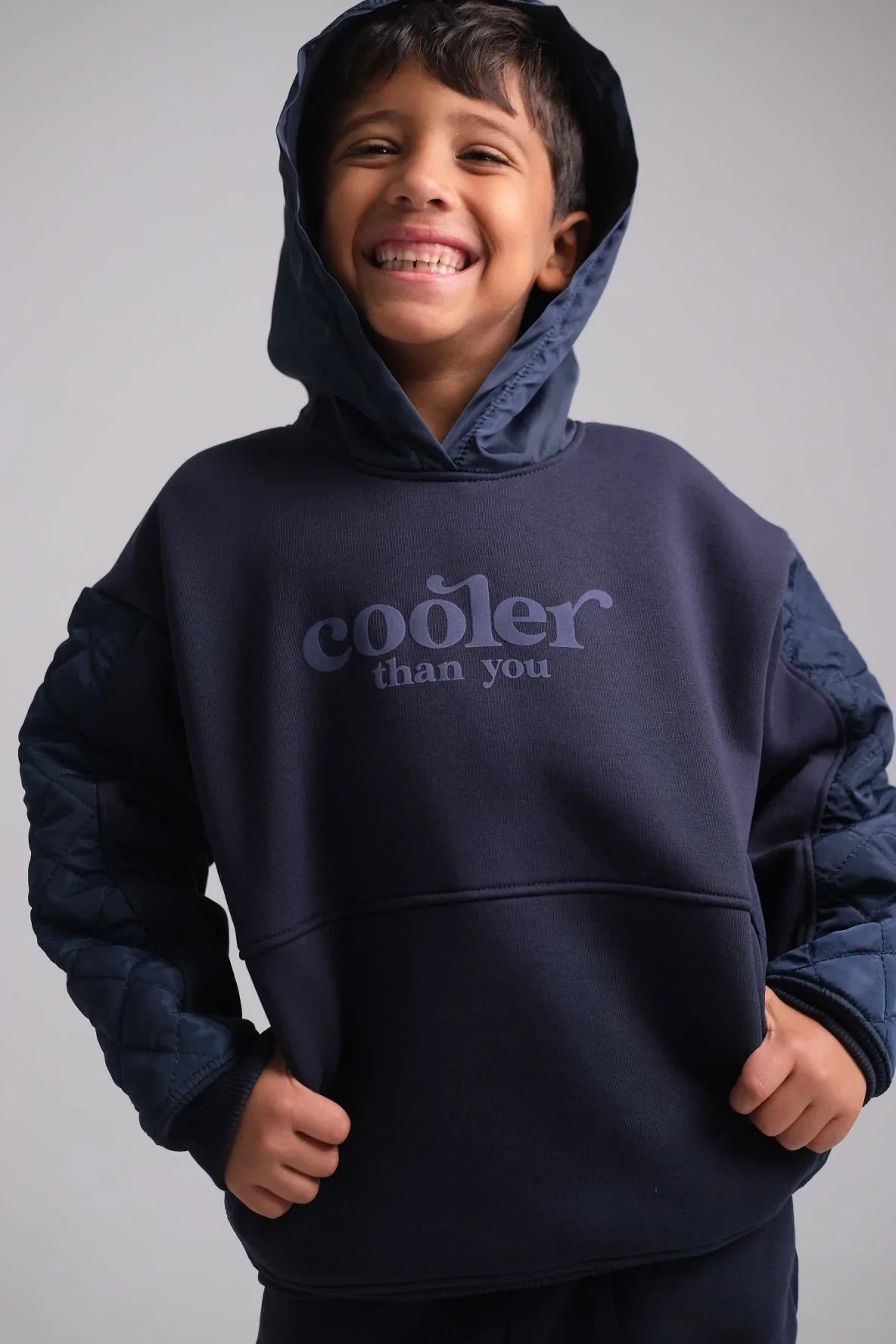 unisex navy "cooler than you" long-sleeved hoodie - playmore