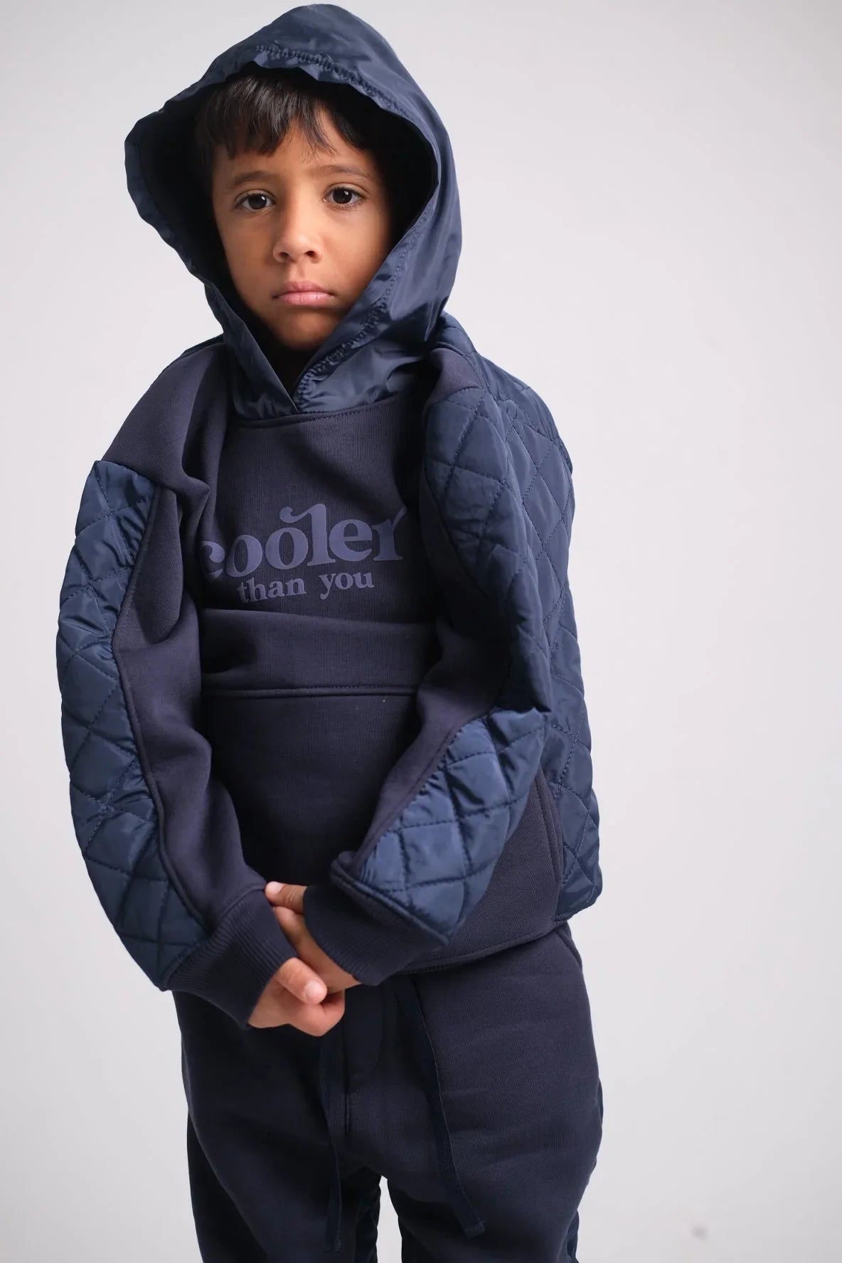 unisex navy "cooler than you" long-sleeved hoodie - playmore