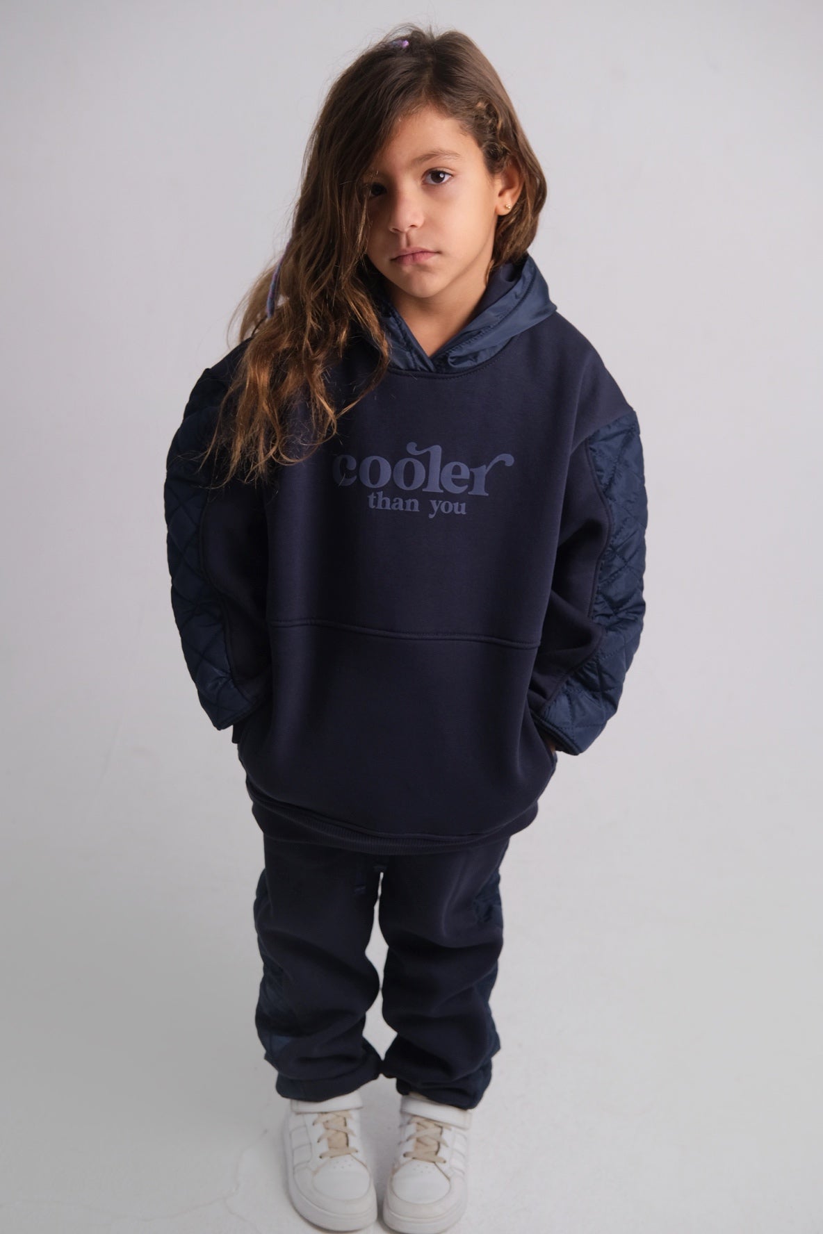 unisex navy "cooler than you" long-sleeved hoodie