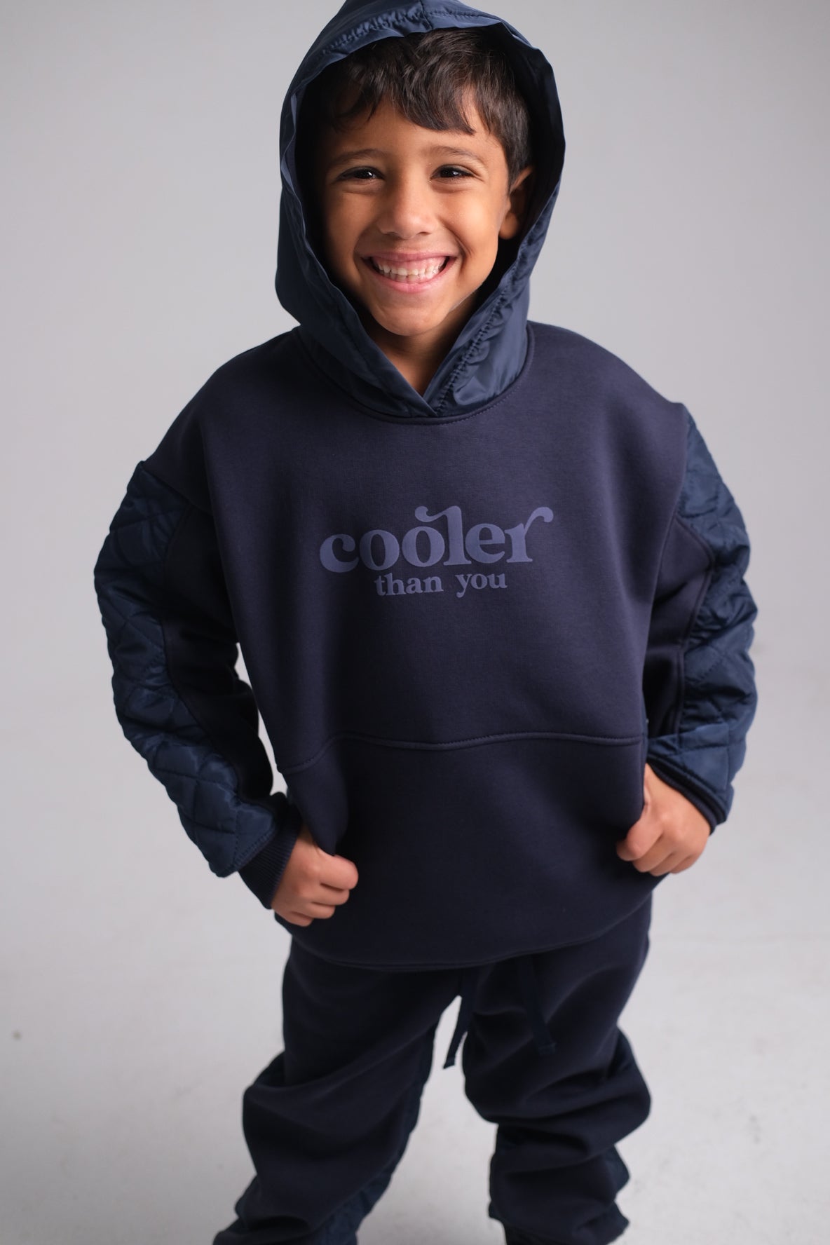 unisex navy "cooler than you" long-sleeved hoodie