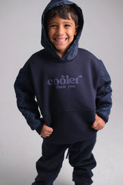 unisex navy "cooler than you" long-sleeved hoodie - playmore
