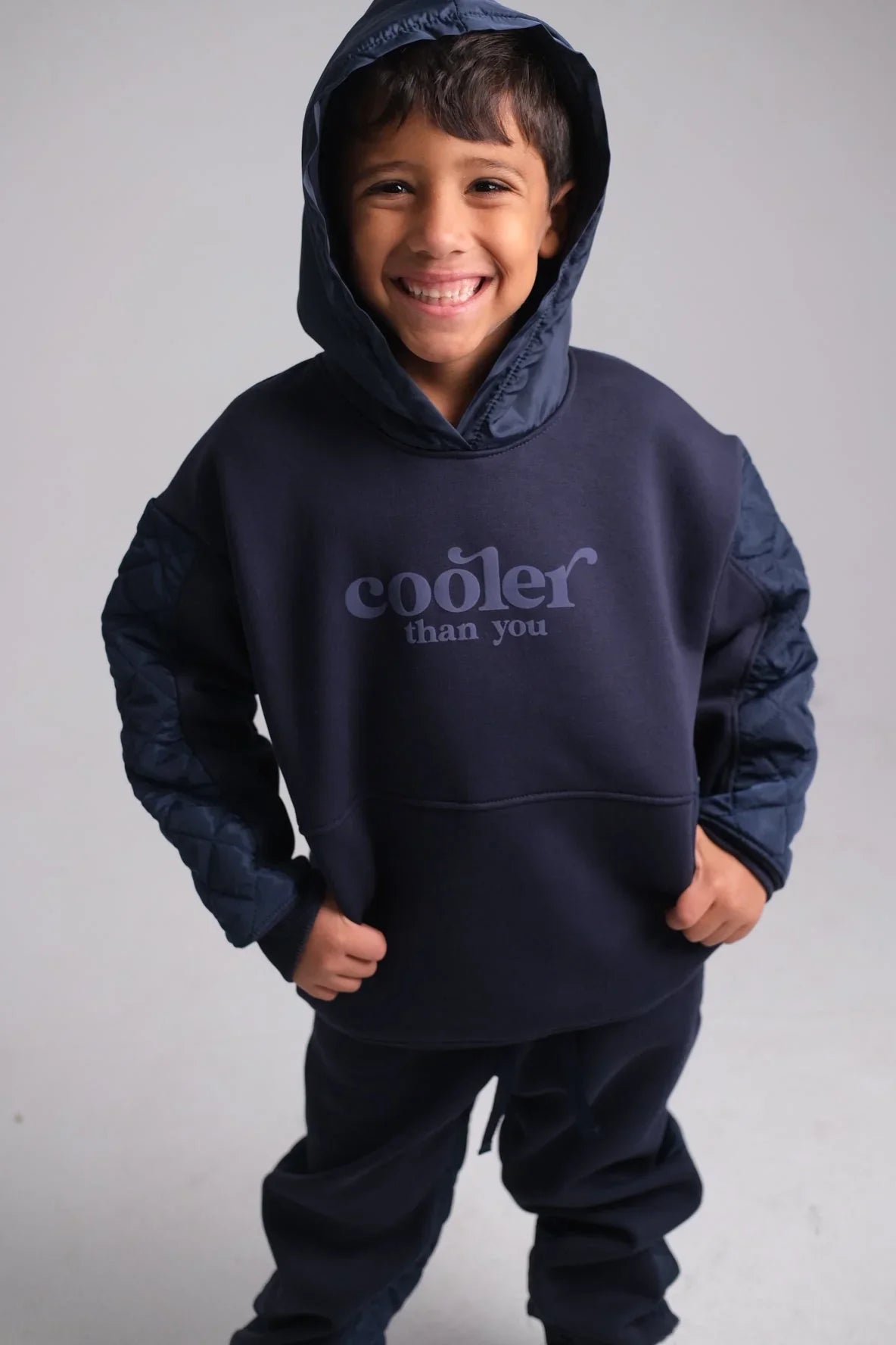 unisex navy "cooler than you" long-sleeved hoodie - playmore