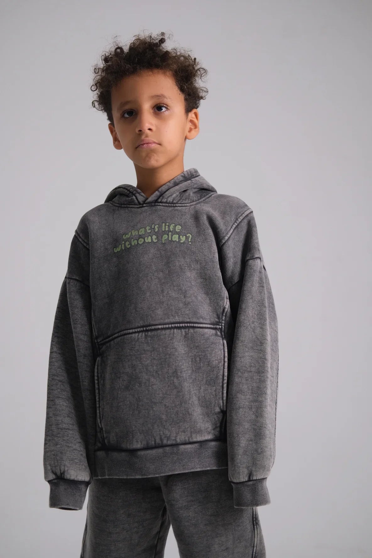 unisex grey washed youth hoodie