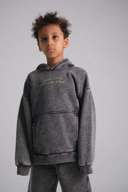 unisex grey washed youth hoodie - playmore