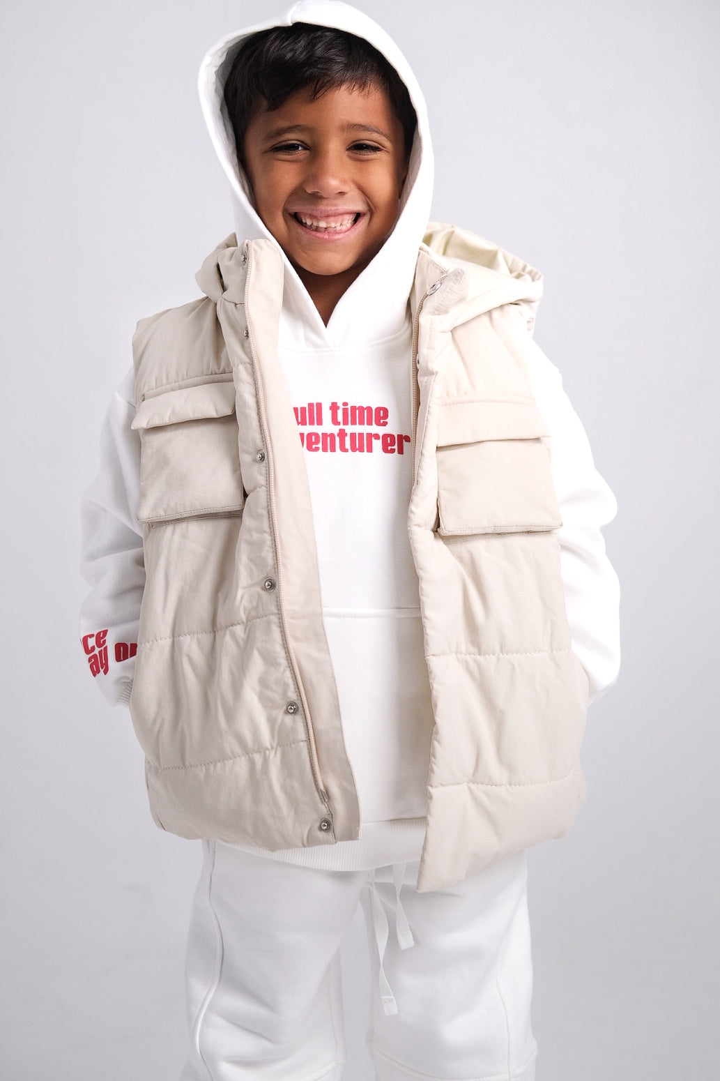 unisex beige puffer vest