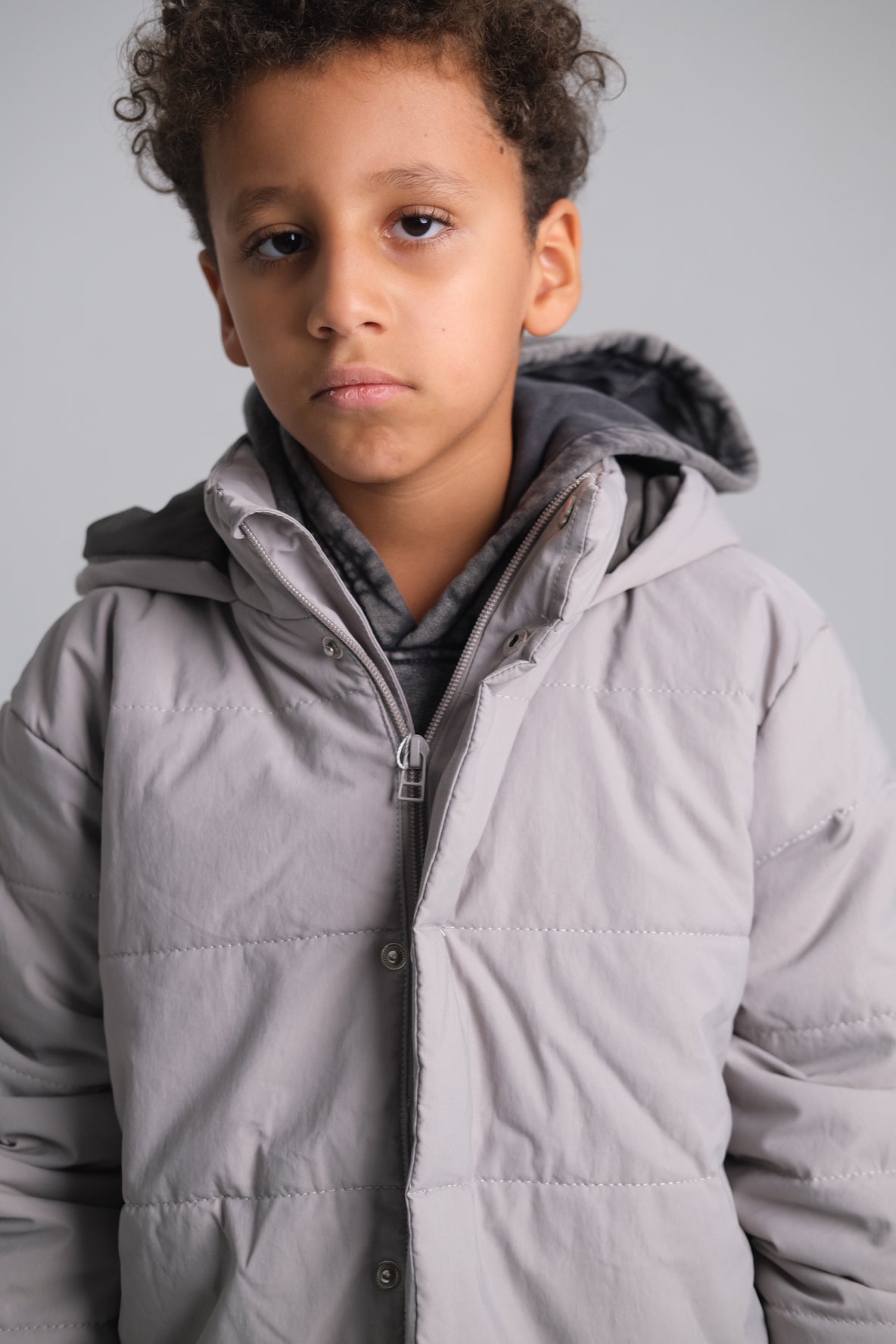 unisex grey puffer jacket