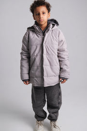 unisex grey puffer jacket