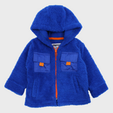 unisex blue long-sleeved teddy jacket