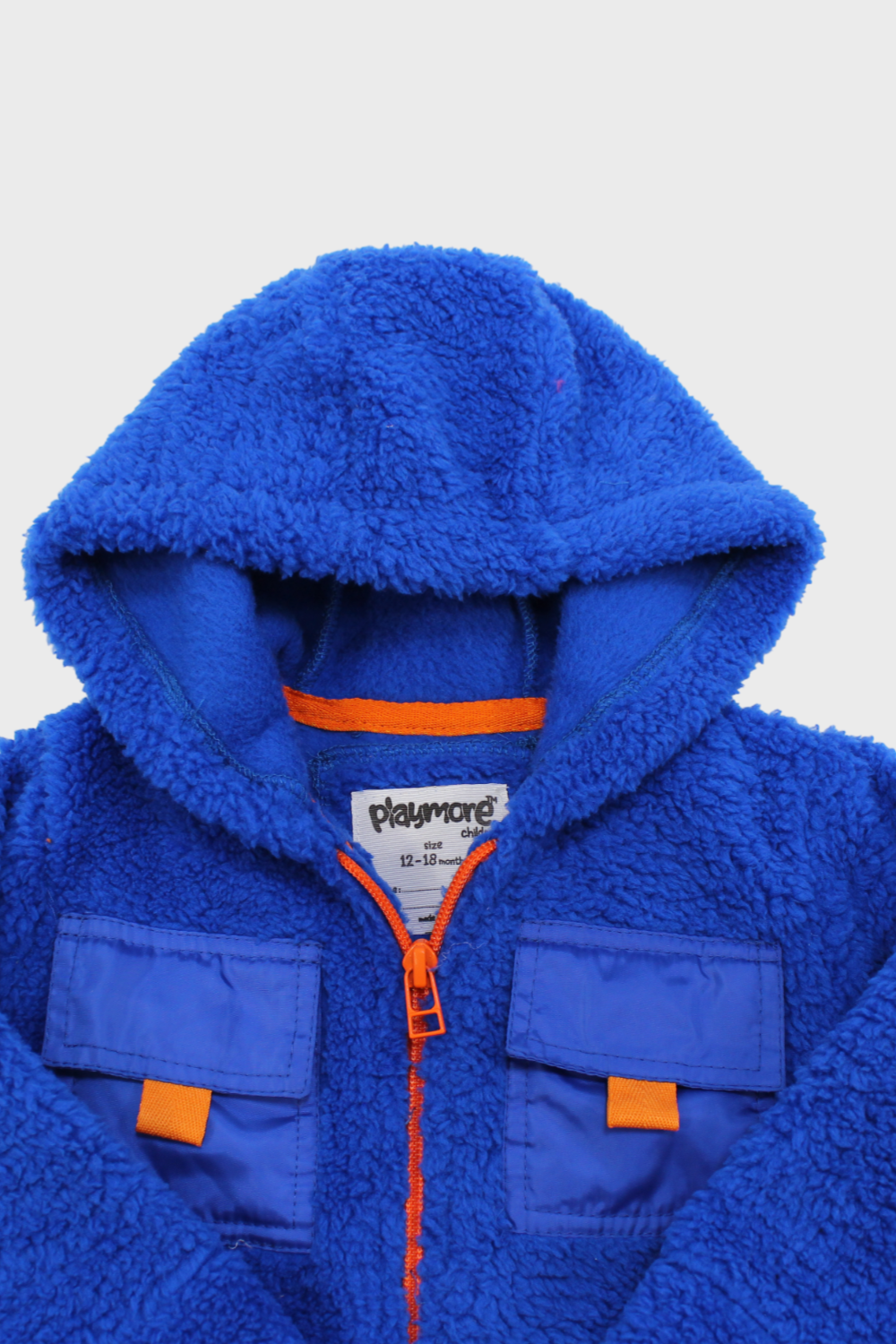 unisex blue long-sleeved teddy jacket