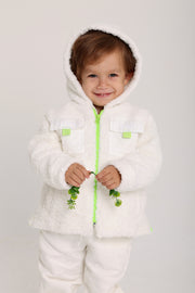 unisex baby fleeced teddy jacket – offwhite