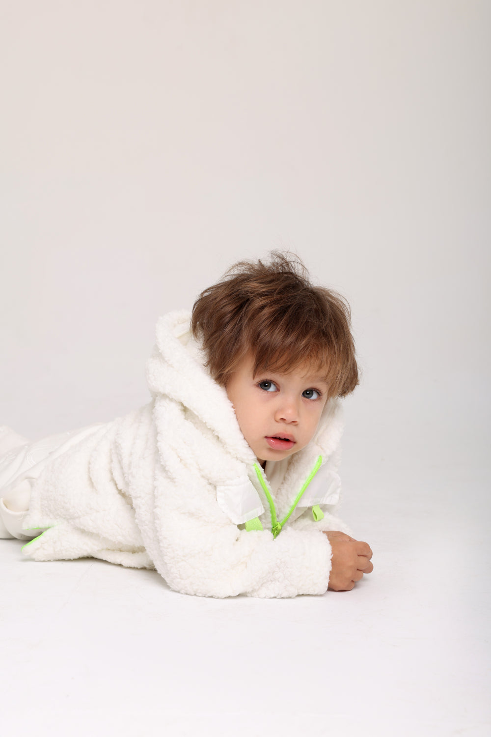 unisex baby fleeced teddy jacket – offwhite