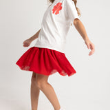 girls tulle skort – red