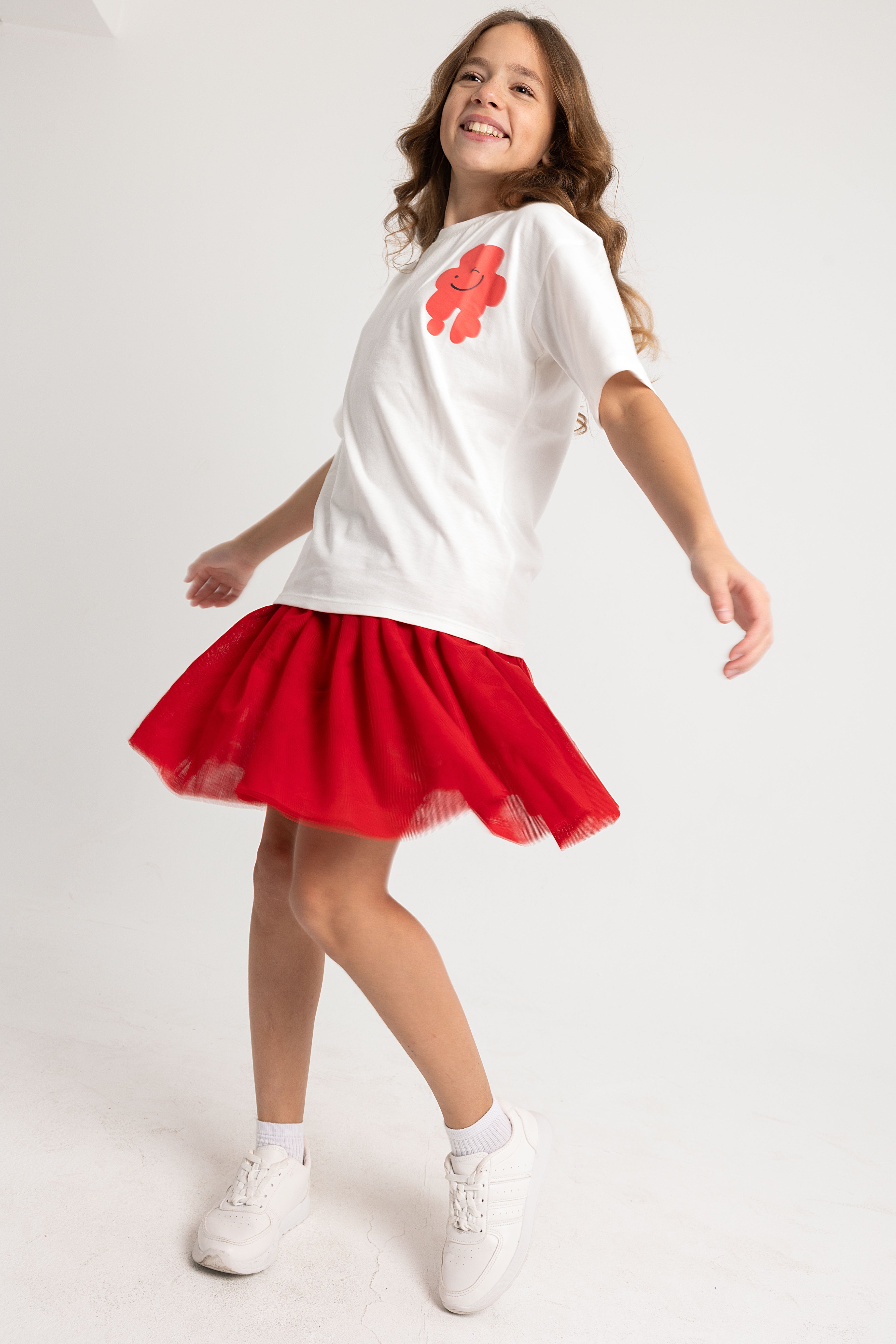girls tulle skort – red