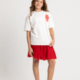 girls tulle skort – red