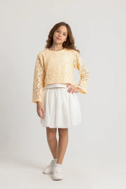 girls tulle skort – off-white - playmore