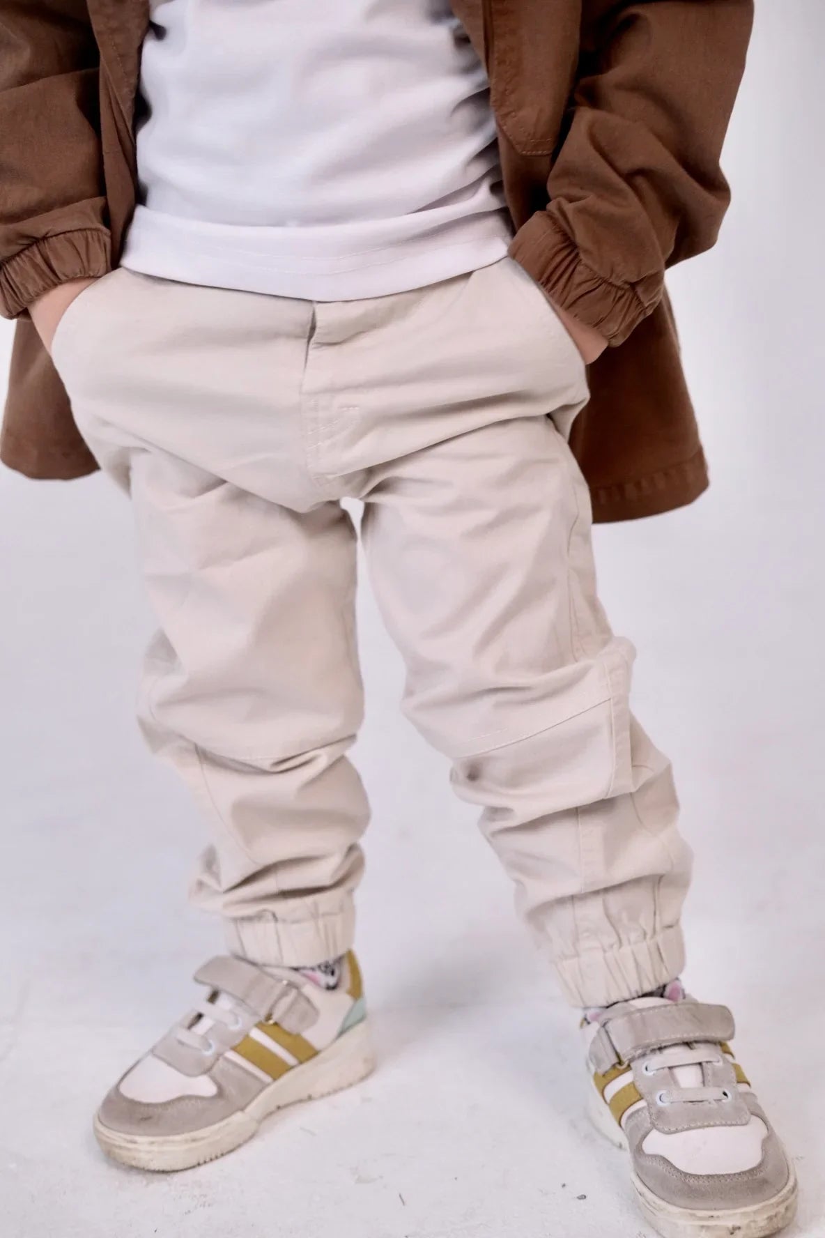 unisex baby gabardine pants – beige - playmore