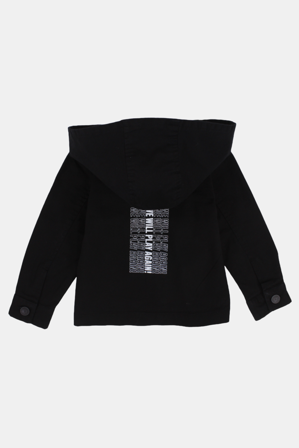 unisex baby gabardine jacket – black "the sun will rise"