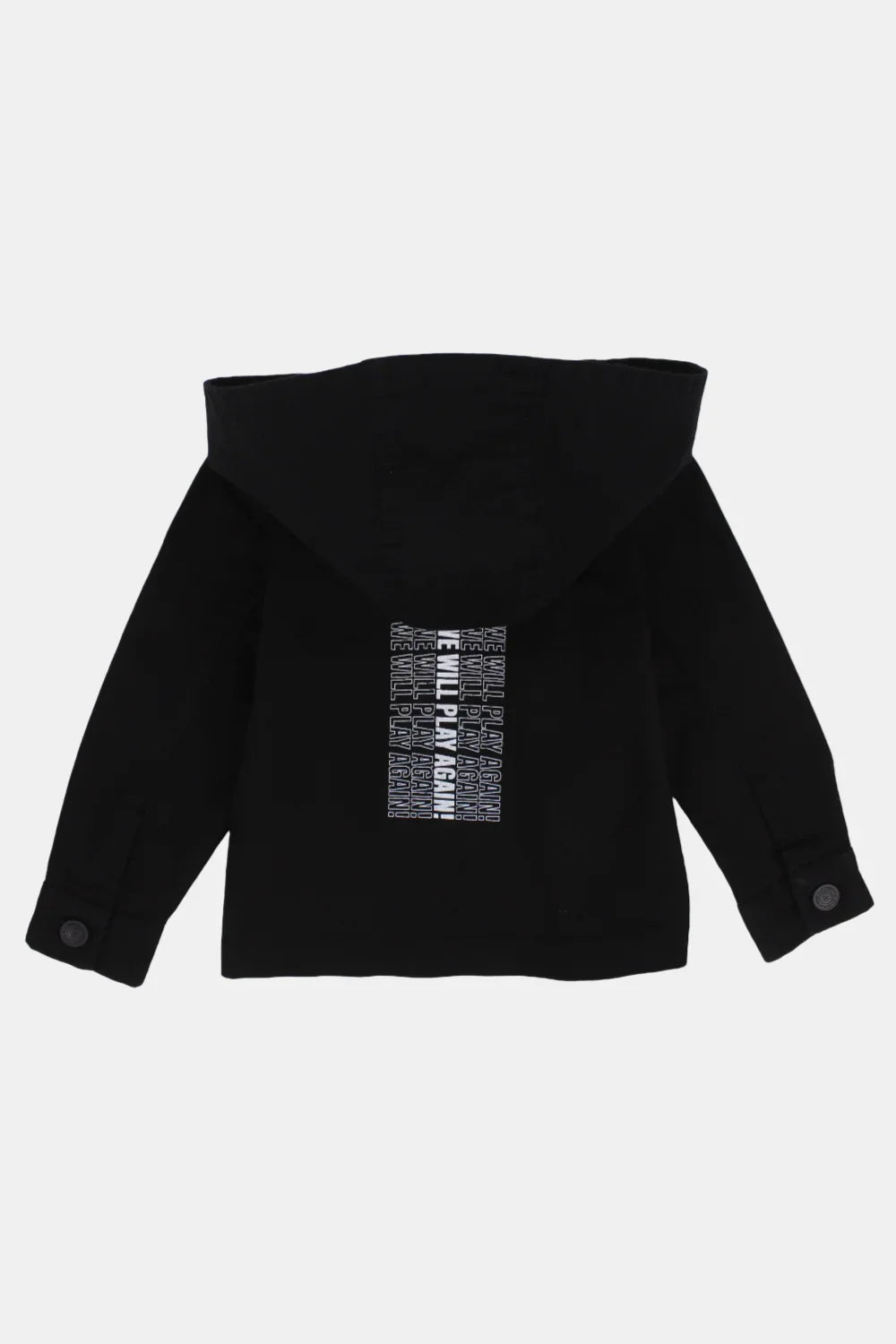 unisex baby gabardine jacket – black "the sun will rise" - playmore