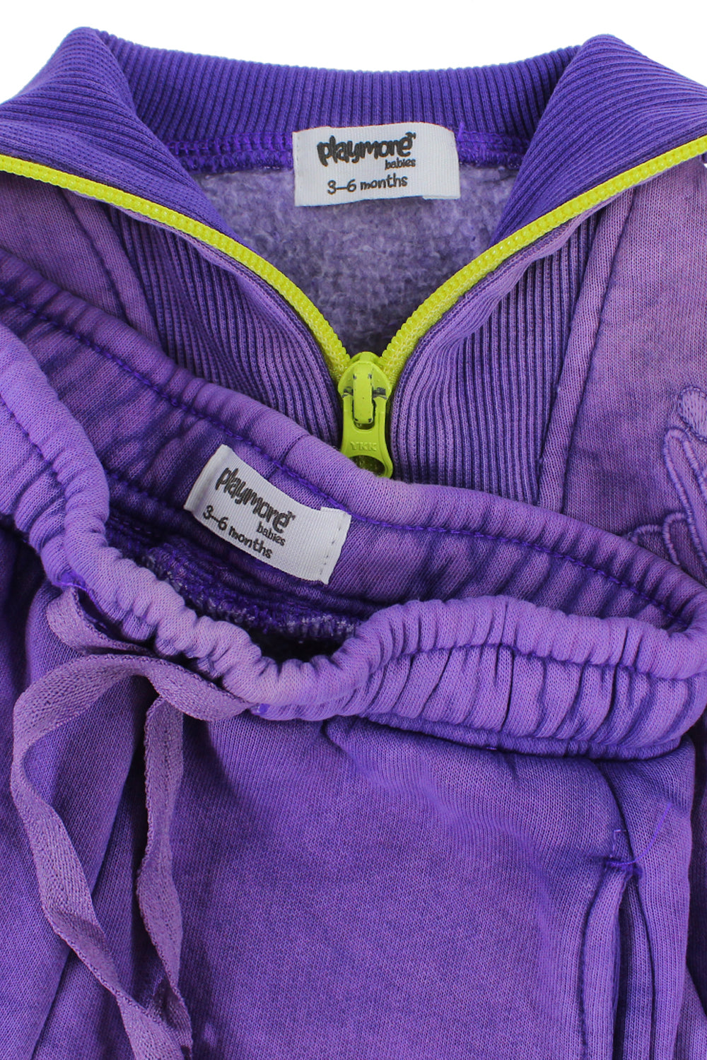 unisex baby purple washed cotton 2-piece outfit set – "quarter-zip comfort"