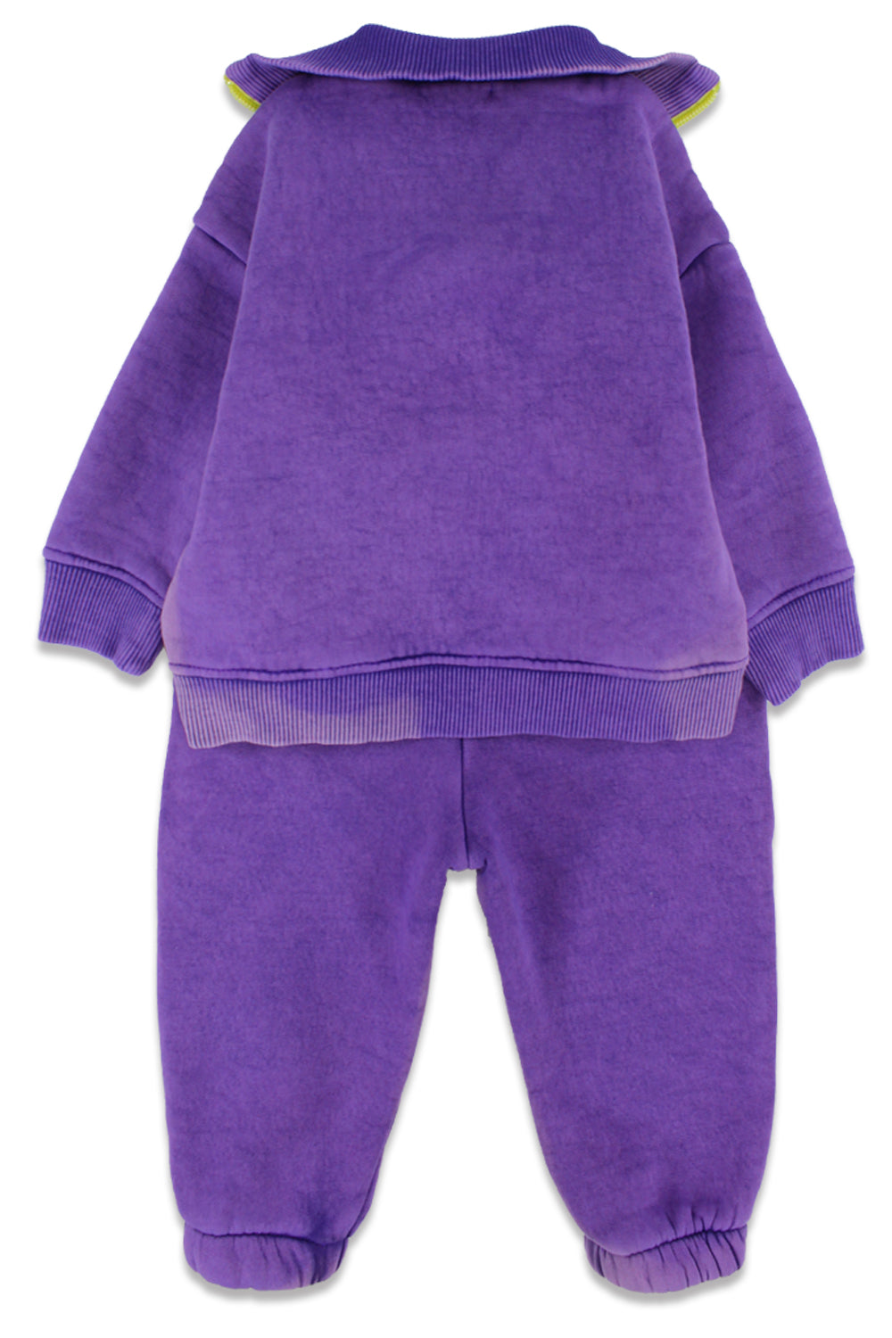 unisex baby purple washed cotton 2-piece outfit set – "quarter-zip comfort"