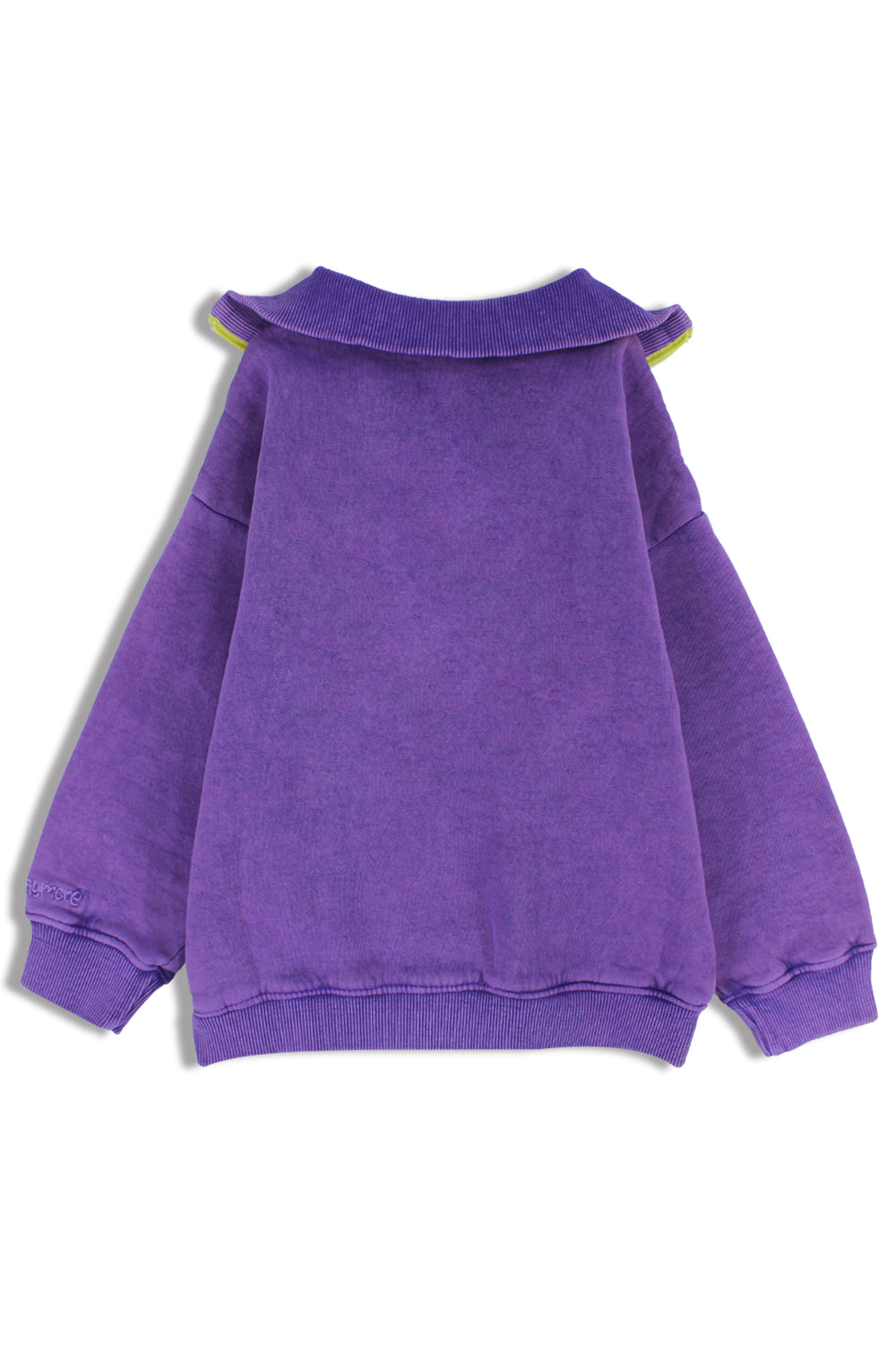 unisex purple washed cotton quarter zip sweatshirt – "ribbed collar"