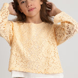Girls Lace Blouse – Beige