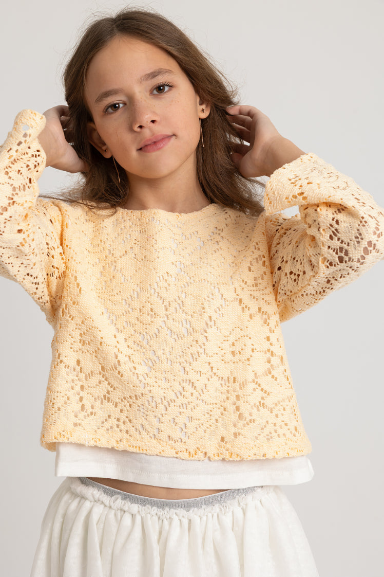 girls lace blouse – beige