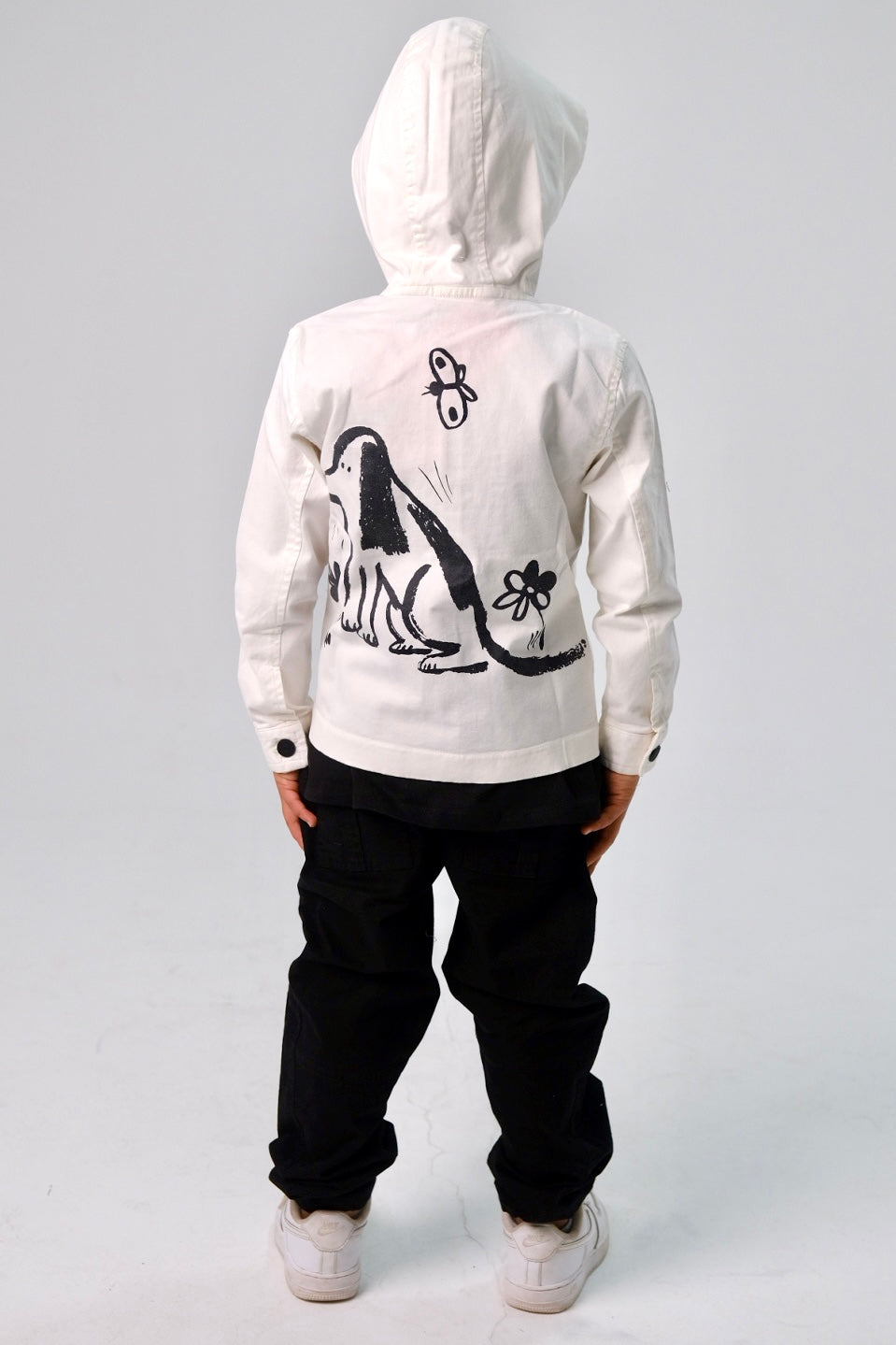 unisex dog-printed gabardine jacket – offwhite