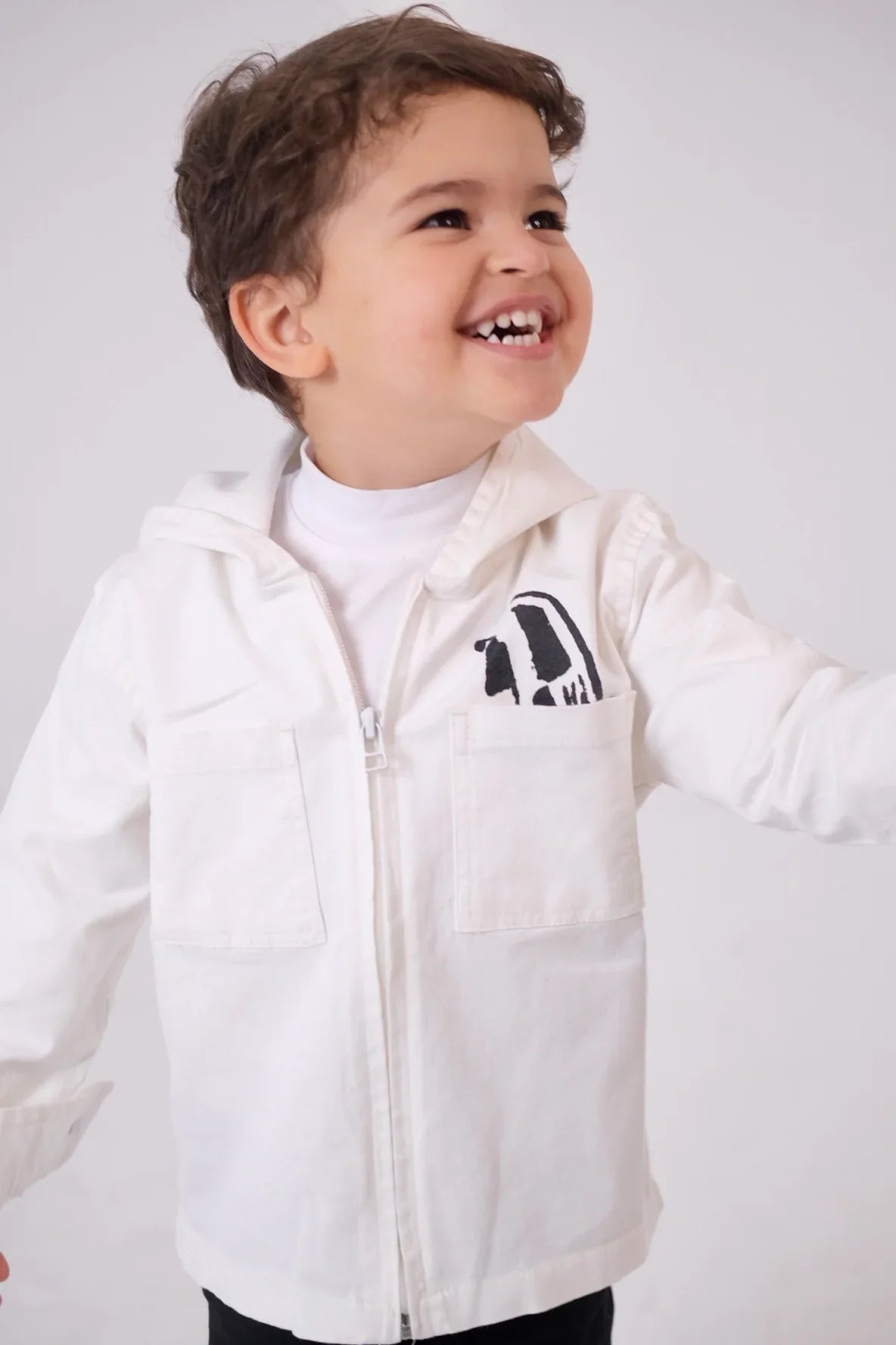unisex baby gabardine jacket – offwhite - playmore