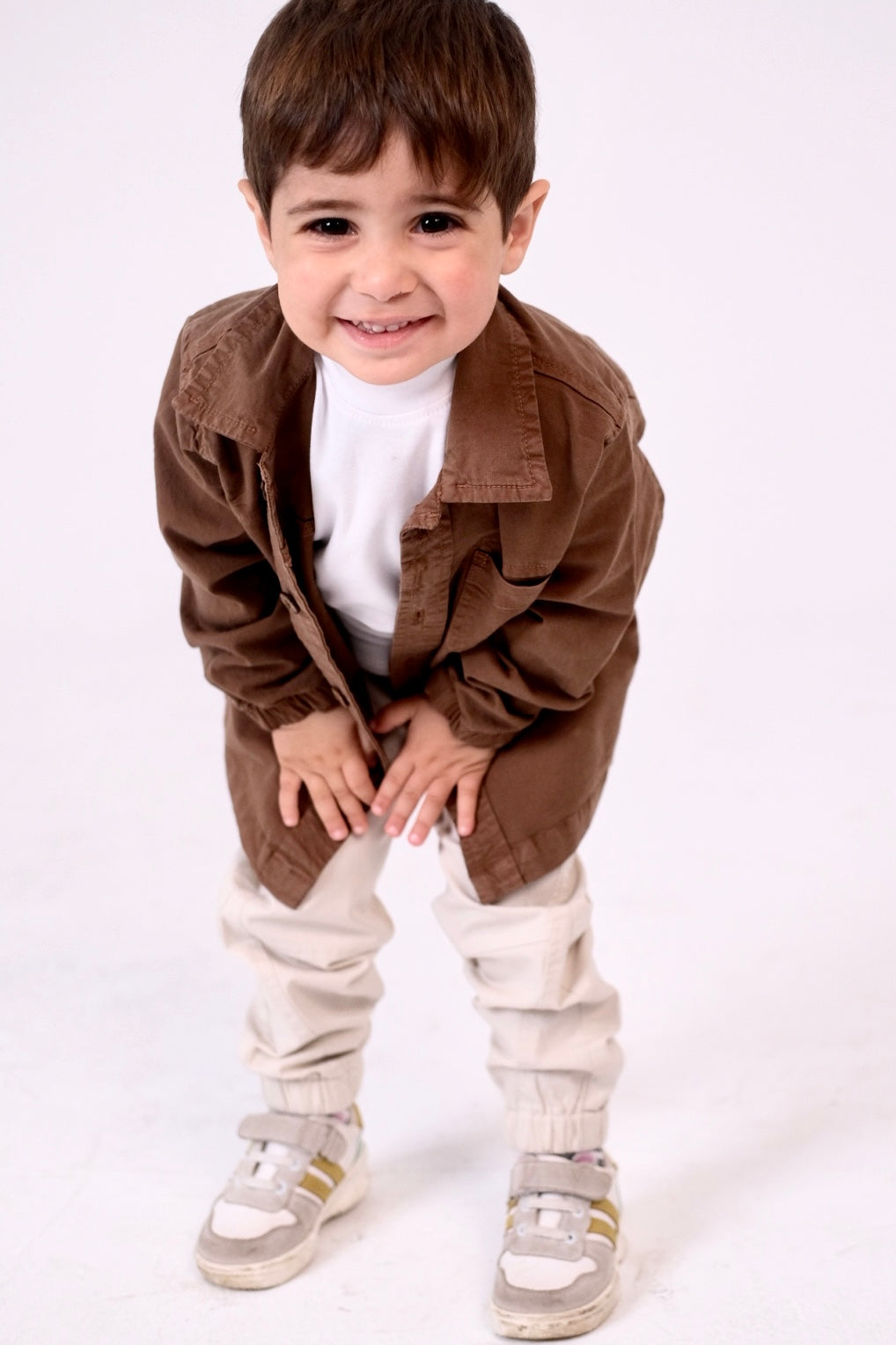 unisex baby gabardine shirt – brown