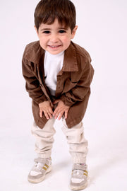 unisex baby gabardine shirt – brown