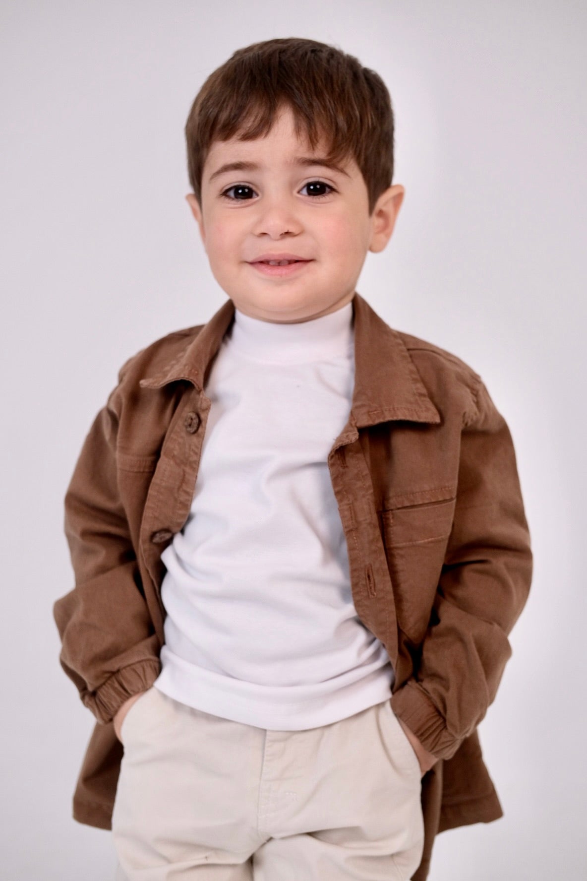 unisex baby gabardine shirt – brown