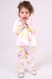 baby girls gabardine pants – offwhite with flowers
