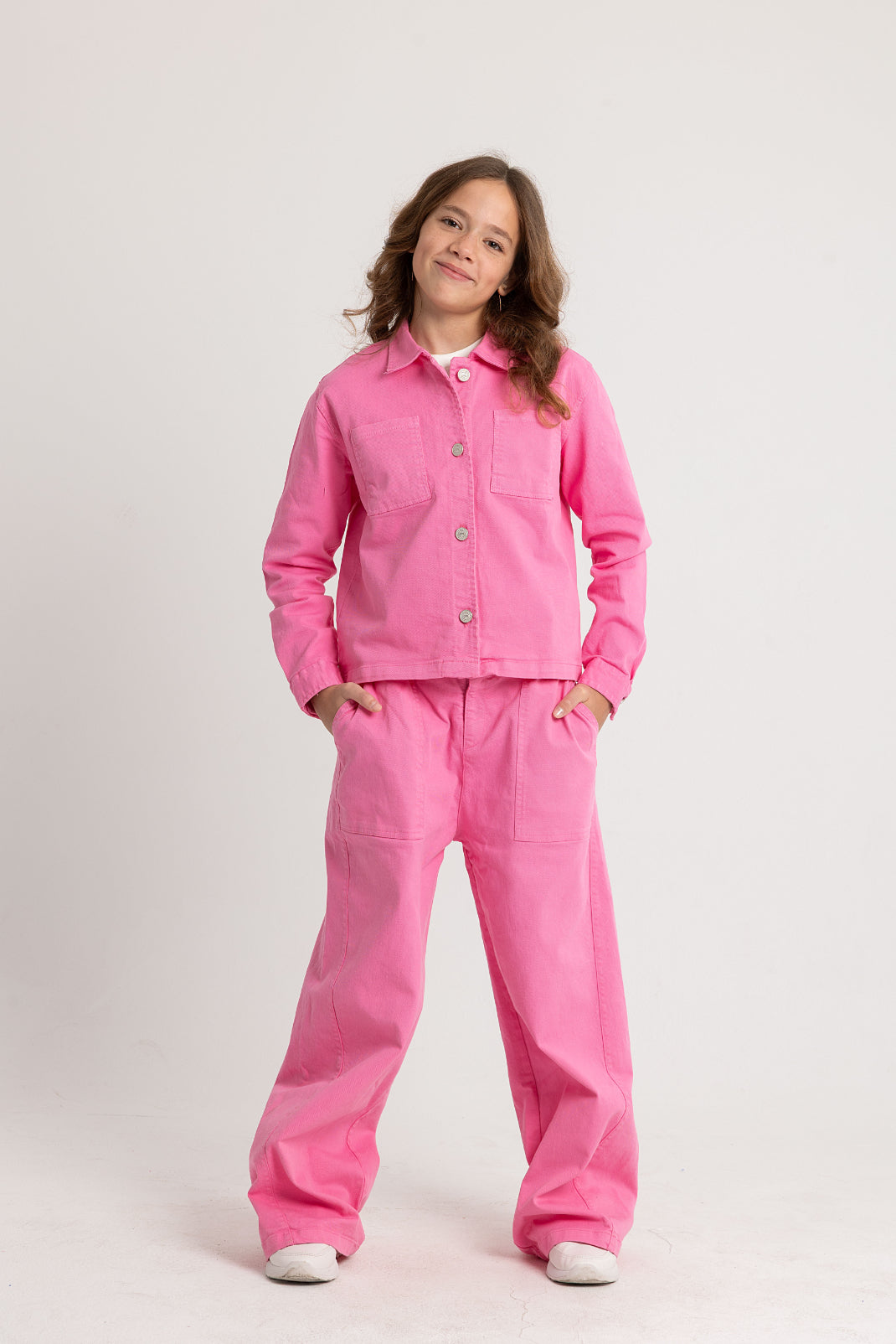 girls gabardine pants – fuchsia