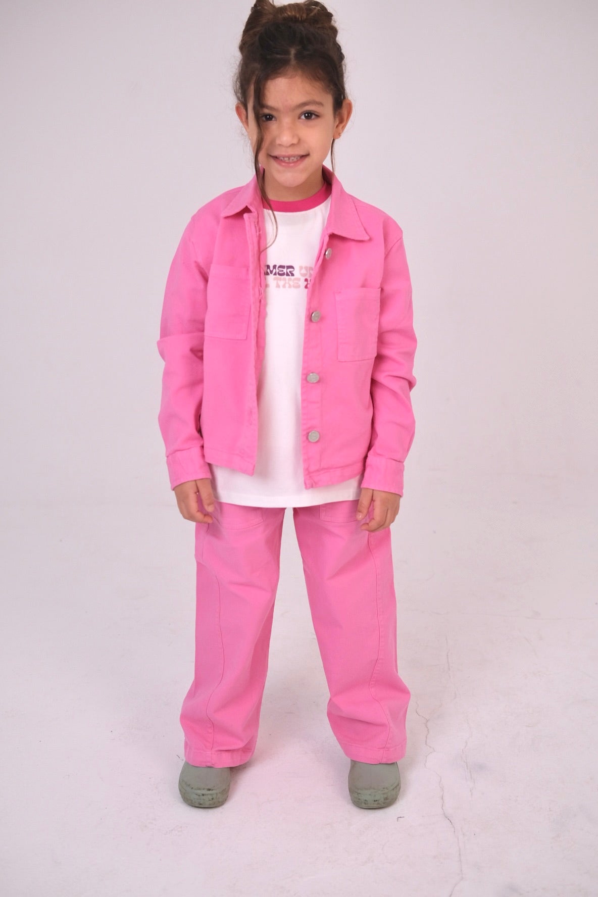 girls gabardine shirt – fuchsia