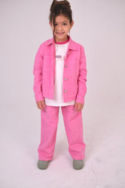 girls gabardine shirt – fuchsia