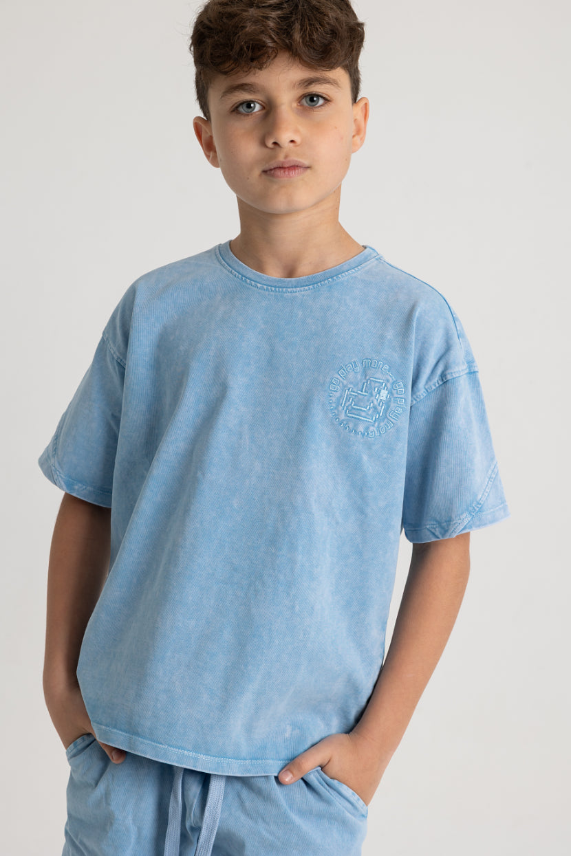 unisex "go play more" outfit set – baby blue